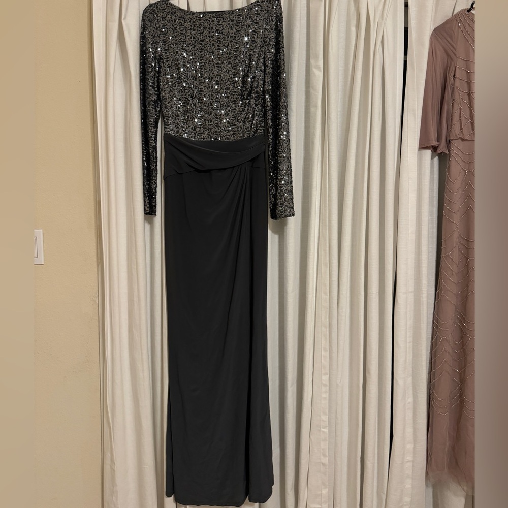 Ralph Lauren Evening Sequin Top Gown | Size 6 | Color: grey & silver